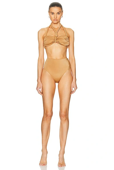 Maygel Coronel Lazada Two-piece Swimsuit In Brown