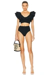 Maygel Coronel Mila Ruffle Two-piece Bikini Set In Black