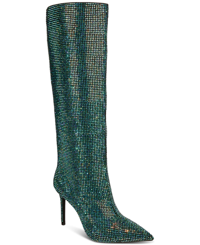 Inc International Concepts Havannah Wide Calf Knee High Stovepipe Dress Boots, Created For Macy's In Black Ab Bling