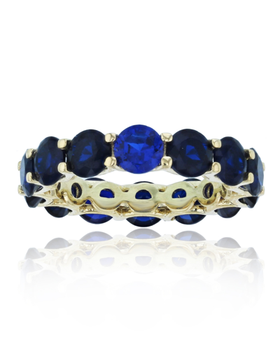 Macy's Created Blue Spinel Eternity Band In 14k Yellow Gold Plated Sterling Silver
