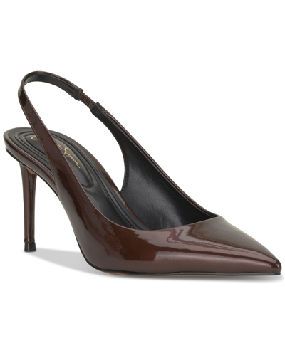 Jessica Simpson Souli Slingback Pumps In Deep Brown Faux Leather