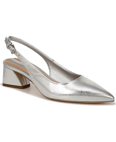 Franco Sarto Racer Slingback Pointed Toe Pump In Silver Faux Leather