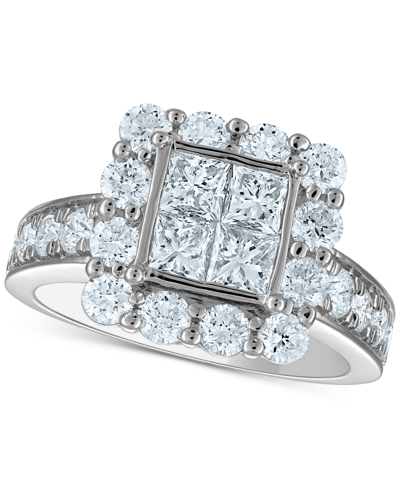 Macy's Diamond Princess Quad Cluster Halo Engagement Ring (2-1/2 Ct. T.w.) In 14k White Gold