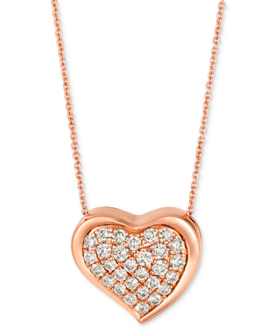 Le Vian Godiva X  Nude Diamond Heart Adjustable 20" Pendant Necklace (3/4 Ct. T.w.) In 14k Rose Gold In K Strawberry Gold Pendant