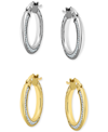 GIANI BERNINI 2-PC. SET CUBIC ZIRCONIA SMALL HOOP EARRINGS IN STERLING SILVER & 18K GOLD-PLATE, 0.5", CREATED FOR 