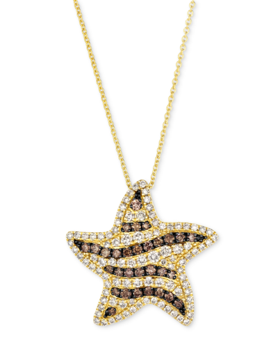 Le Vian Godiva X  Chocolate Diamond & Nude Diamond Star Adjustable 20" Pendant Necklace (1 Ct. T.w.) In K Honey Gold Pendant