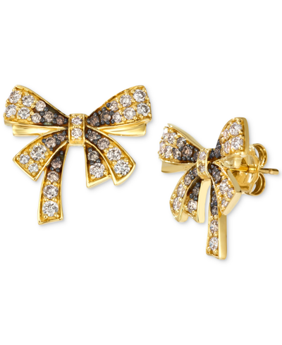 Le Vian Ombre Chocolate Ombre Diamond & Vanilla Diamond Bow Stud Earrings (1-1/3 Ct. T.w.) In 14k Gold In K Honey Gold Earrings