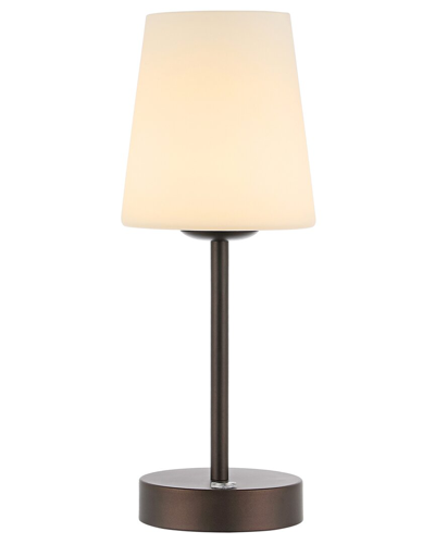 Jonathan Y Carson 12in Bohemian Farmhouse Iron Rechargeable Integrated Led Table Lamp In Bronze