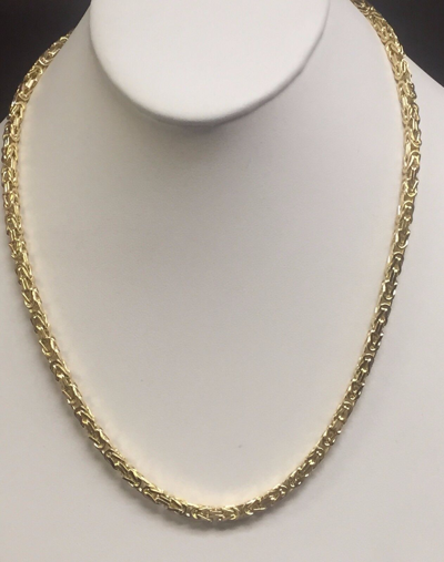 Pre-owned Nova 14k Yellow Gold Mens Solid Byzantine Square Super 20" 5mm 85 Grms Chain/necklace In No Stone