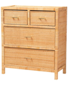 BAXTON STUDIO BAXTON STUDIO VAERE MODERN BOHEMIAN RATTAN & MAHOGANY STORAGE CABINET