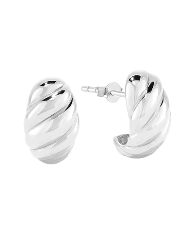 Gabi Rielle Silver Lovestruck Collection Cz Dome J Huggie Earrings In Metallic