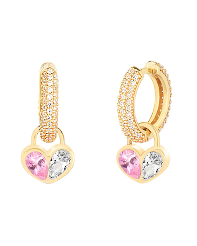 GABI RIELLE GABI RIELLE 14K OVER SILVER LOVESTRUCK COLLECTION CZ DOUBLE LOVE HUGGIE EARRINGS