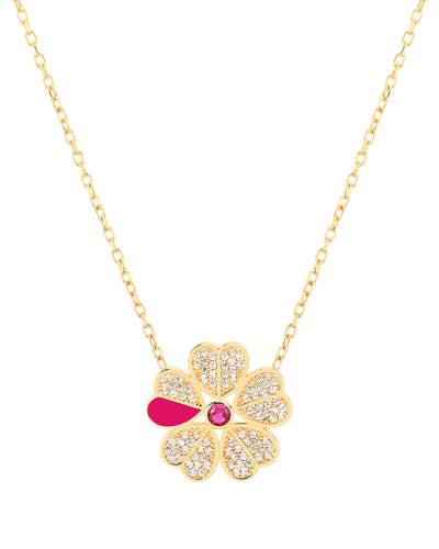Gabi Rielle 14k Over Silver Lovestruck Collection Cz Lucky Charm Necklace In Gold