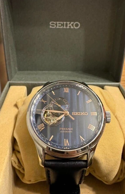 Pre-owned Seiko Presage Basic Sary187 Blue Automatic See-through Back Men Watch In Box