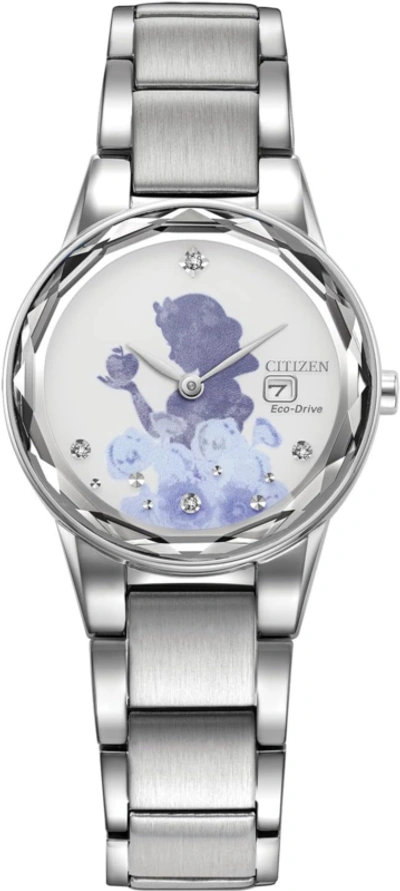 Pre-owned Citizen Ladies' Eco-drive Ga1070-53w Disney Princess Snow White Apple Stainless