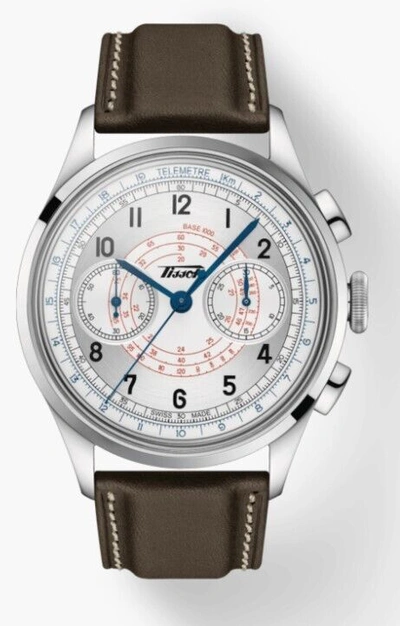Pre-owned Tissot Telemeter 1938 Vintage Inspired Dial Italian Leather Watch T1424621603200