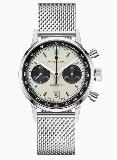Pre-owned Hamilton American Classic Auto Chronograph White Dial Men's Watch H38416111