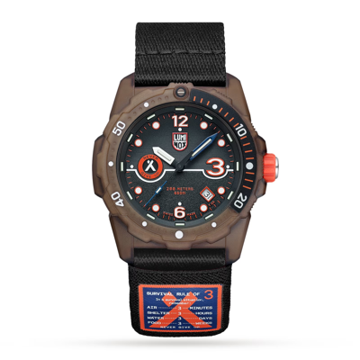 Pre-owned Luminox Bear Grylls Xb.3721.eco Men's Watch Brown Plastic Case Black Strap