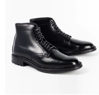 Pre-owned Alden Shoe Company Alden Lace Up Boots 45149hc Plain Toe Boot (black Shell Cordovan) Size 8