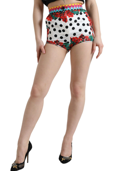 Pre-owned Dolce & Gabbana Shorts Multicolor Floral Polka Dot Hot Pants It38/ Us4/xs 780usd
