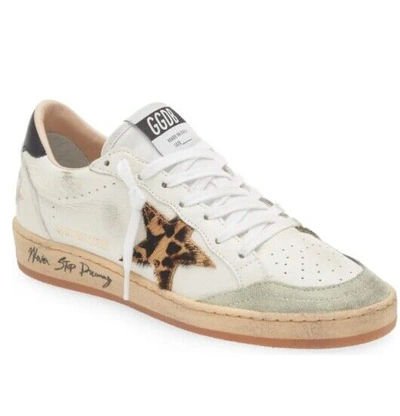 Pre-owned Golden Goose Women's Ball Star Low Top Sneakers 2599 - Retail $575 In White/ice/beige Brown/leo