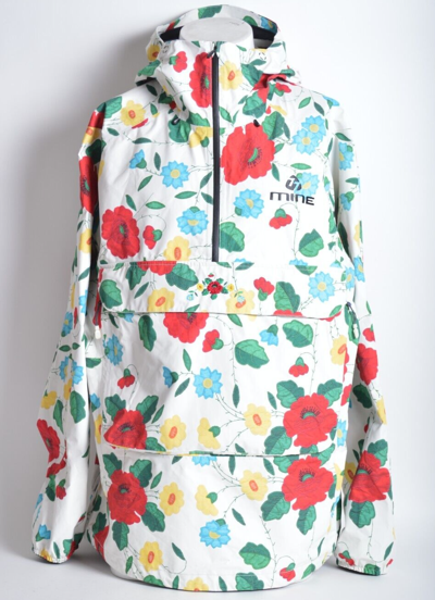 Pre-owned Burton Unisex  Mine77 Anorak Jacket $475 L White Floral Print Gore-tex Rare