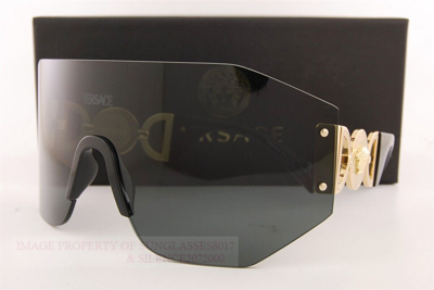 Pre-owned Versace Brand  Sunglasses Ve 2258 1002/87 Gold-black/dark Grey For Men Women In Gray