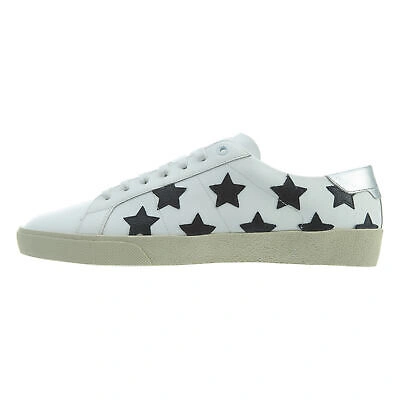 Pre-owned Saint Laurent Low-top Star Sneakers Mens Style : 421572-9084 In Optic White/black-silver