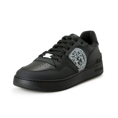 Pre-owned Versace Men's Medusa Logo Black Leather Sneakers Shoes Us 10 It 43