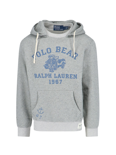 Polo Ralph Lauren Logo Hoodie In Gray