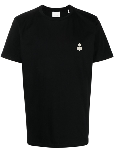 Marant Zafferh Logo-print Cotton T-shirt In Black,ecru