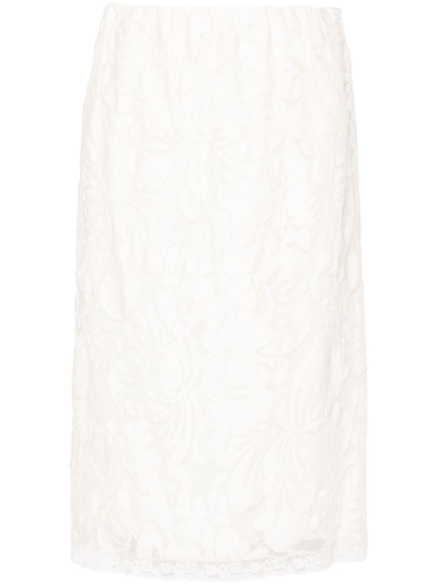 N°21 Woman Midi Skirt White Size 10 Cotton, Polyamide, Elastane In 中間色