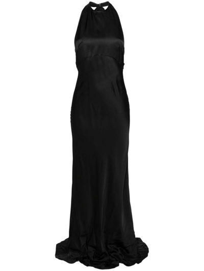 N°21 Open-back Satin Maxi Dress In ブラック