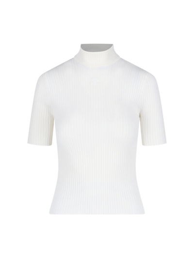 Courrèges Logo Ribbed Top In White