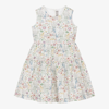 Il Gufo Girls White Organic Cotton Floral Dress In White