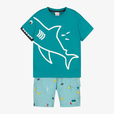 Boboli Babies' Boys Green Cotton Shorts Set