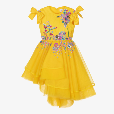 Eirene Kids'  Girls Yellow Organza & Sequin Dress