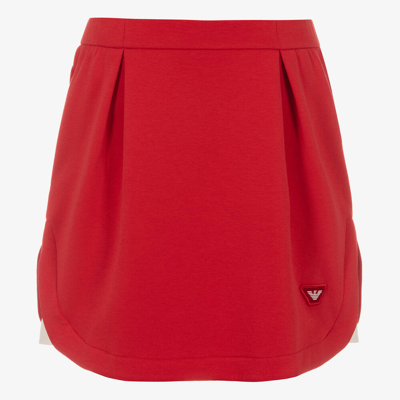 Emporio Armani Teen Girls Red Cotton Skirt