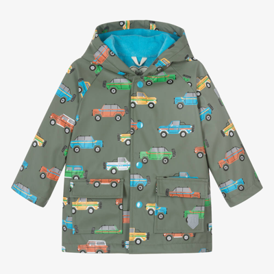 Hatley Baby Boys Green Cars Hooded Raincoat