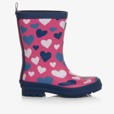 Hatley Babies' Girls Pink & Blue Heart Print Rain Boots