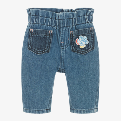 Kenzo Babies'  Kids Girls Blue Denim Boke Flower Jeans