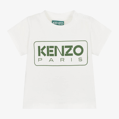 Kenzo Babies'  Kids Boys White Organic Cotton T-shirt