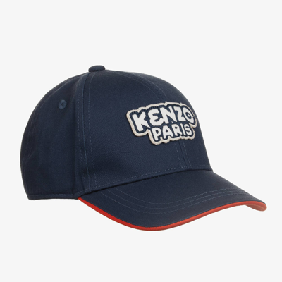 Kenzo Babies'  Kids Boys Navy Blue Cotton Cap
