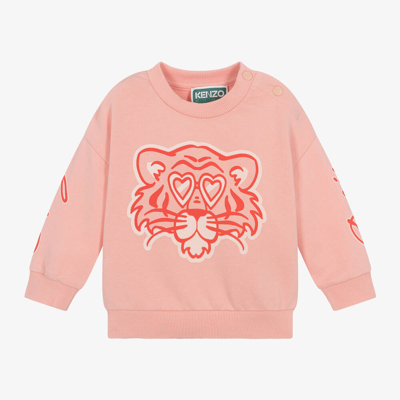 Kenzo Babies'  Kids Girls Pink Cotton Tiger Sweatshirt