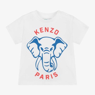 Kenzo Kids Boys White Cotton Elephant T-shirt