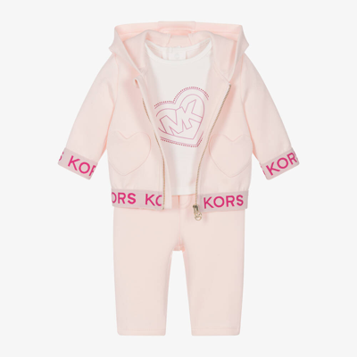 Michael Kors Babies' Girls Pink Heart Tracksuit Set