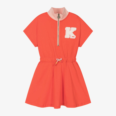 Kenzo Babies'  Kids Girls Red Tiger Cotton Dress