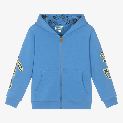 Kenzo Babies'  Kids Boys Blue Cotton Zip-up Hoodie