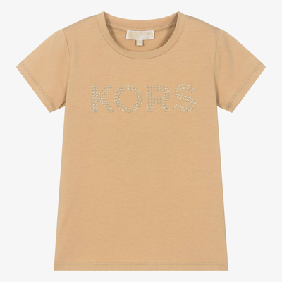 Michael Kors Teen Girls Beige Studded Cotton T-shirt
