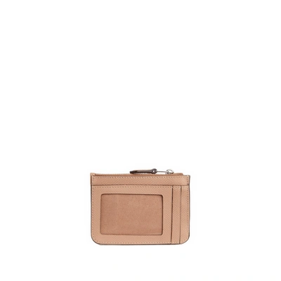 Coach Leather Card Holder In Pink